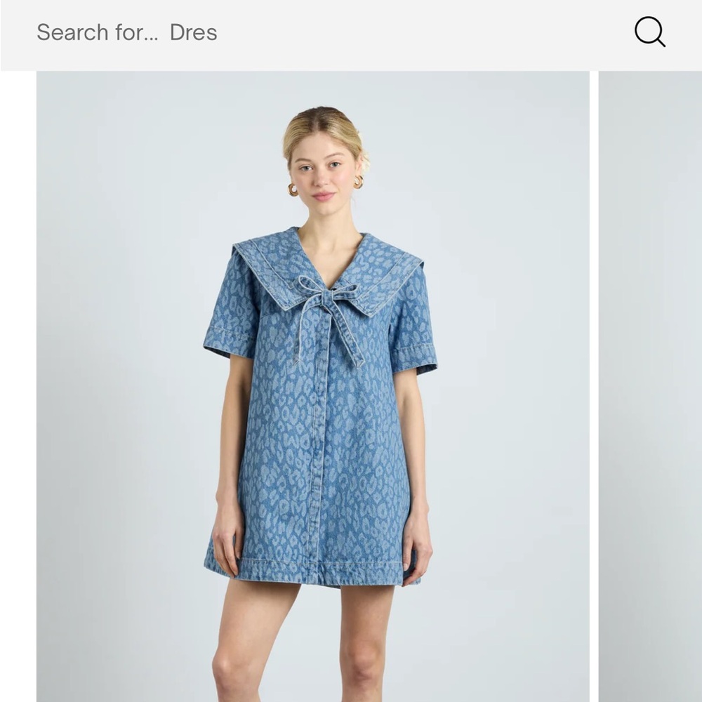 Goldie Dress - Denim Leopard Laser